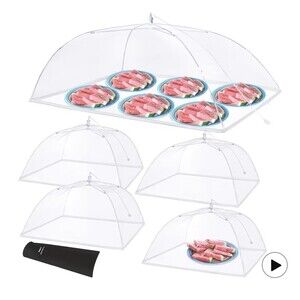 4 Pack Food Cover Tents, Food Covers for Outdoors, Mesh Reusable 40”x25” 19”x19”